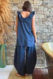 Larc Frill Tank Navy